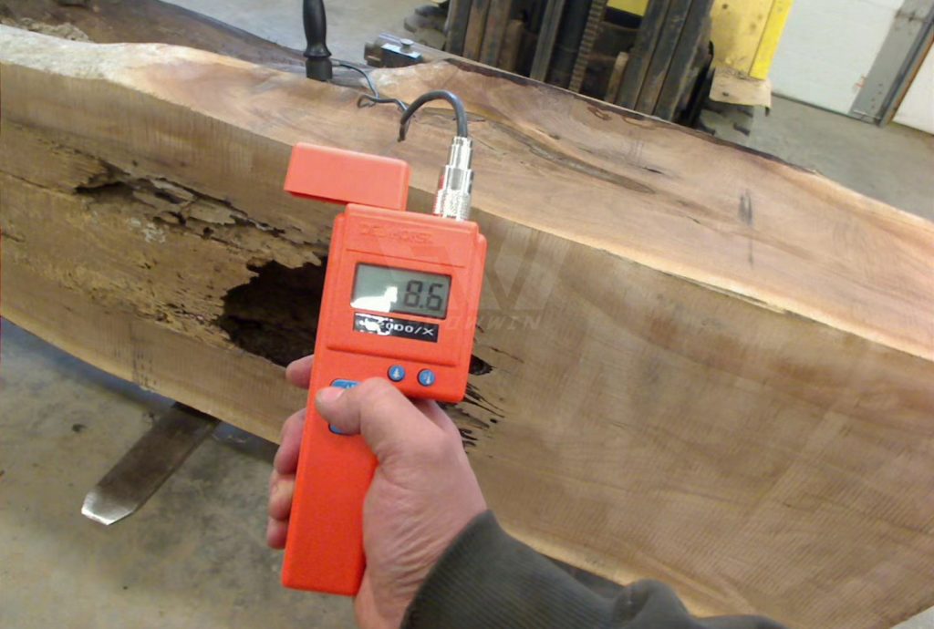 measuring moisture content in kiln dried wood with a digital moisture meter