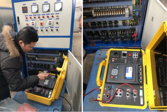 Withstand voltage test of high frequency vacuum dryer oven.