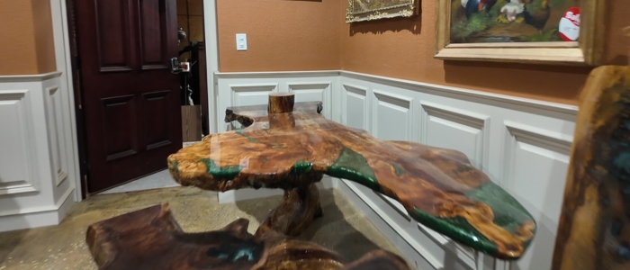 Carpenter building furniture with kiln dried lumber for precision and durability