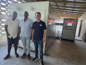 Mninga hardwood kiln dried in Tanzania with Shuowei HF vacuum dryer