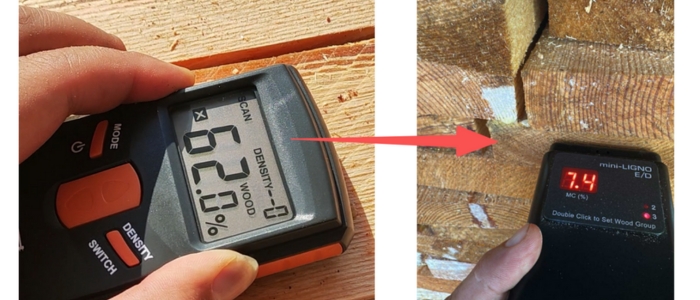 Dried Southern Yellow Pine boards with 6–8% moisture content