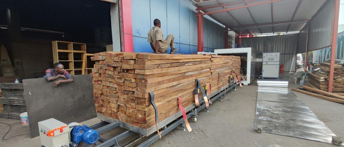SWKD-14.0 high-frequency vacuum kiln installed at Azam Company in Dar es Salaam, Tanzania